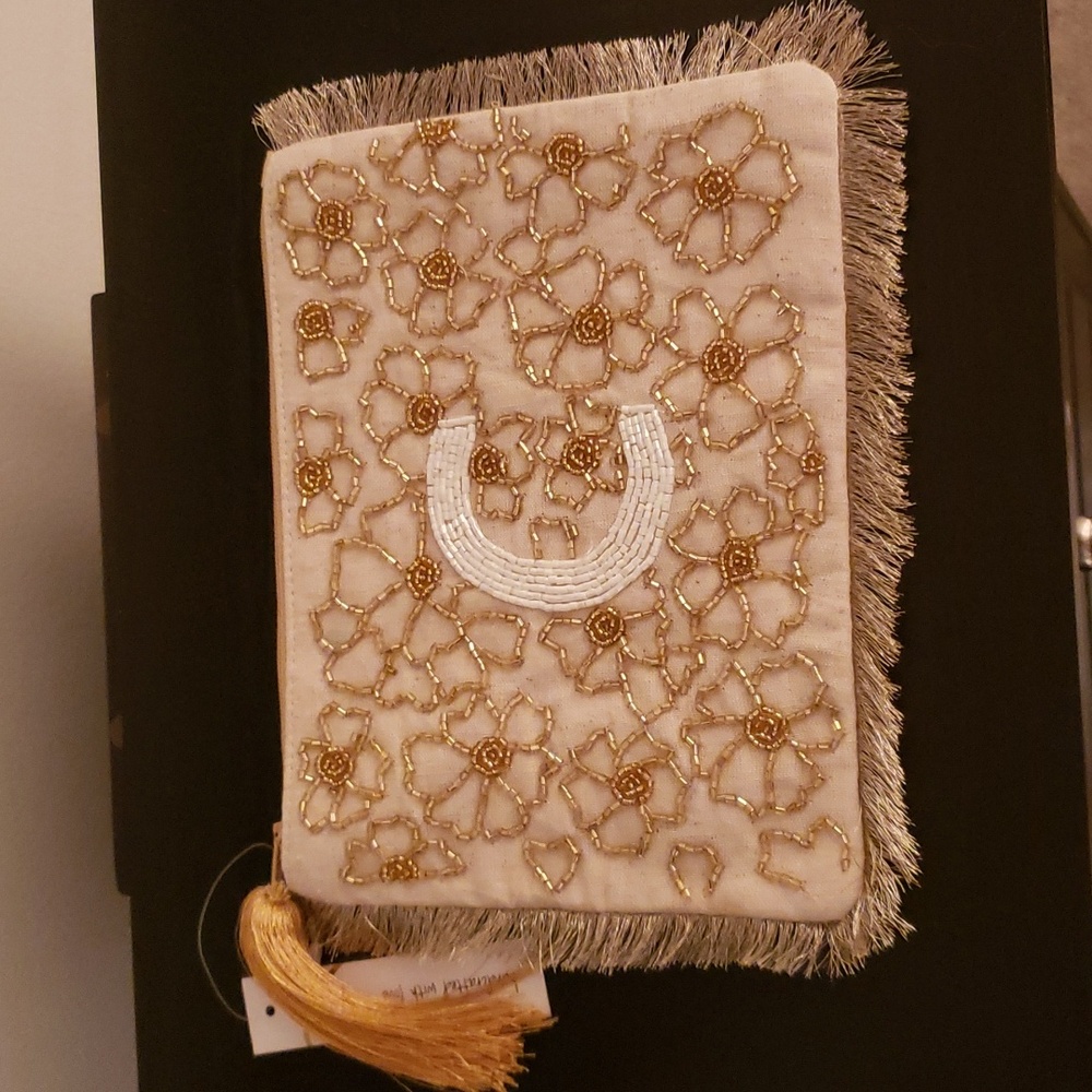 Nwt, beaded letter C makeup bag.